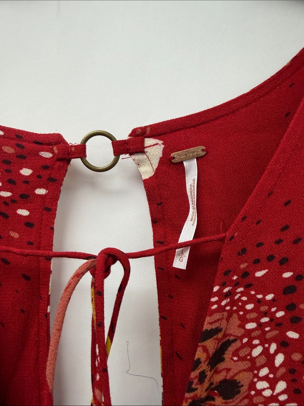Free People Red Floral Tie-Front Mini Dress - Picture 4 of 4